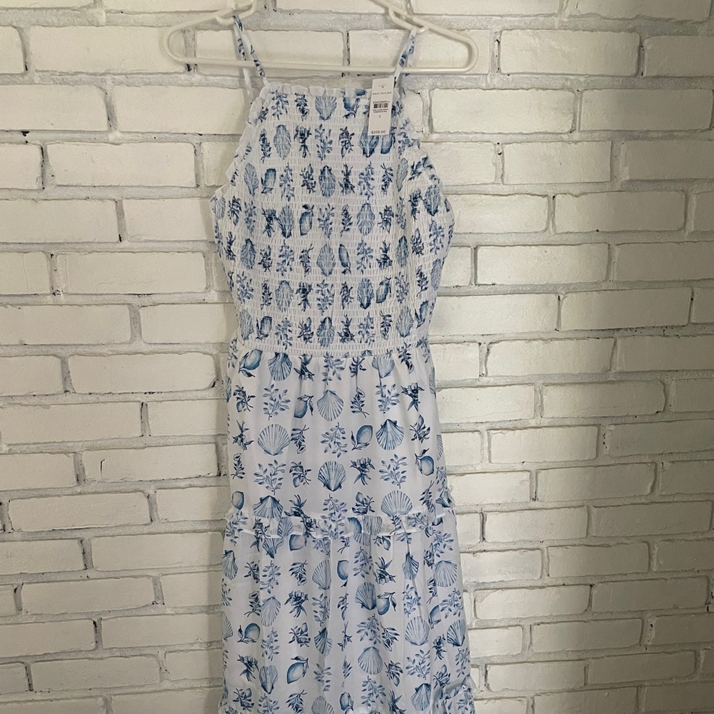 Ann Taylor nautical seashell summery maxi dress.